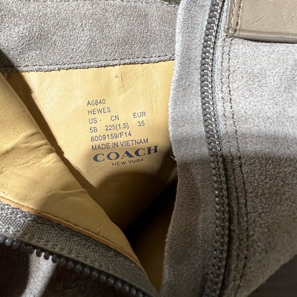 COACH HEWES Suede Chelsea Boots women’s 5 A6843 Zip Up Block Heel - Picture 7 of 11